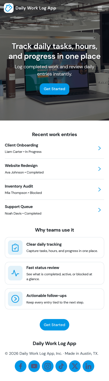 Daily Work Log App Template