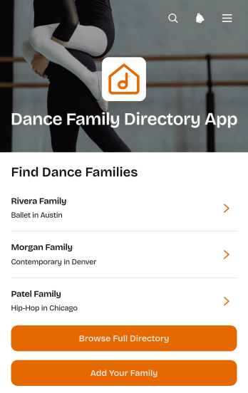 Dance Family Directory App Template