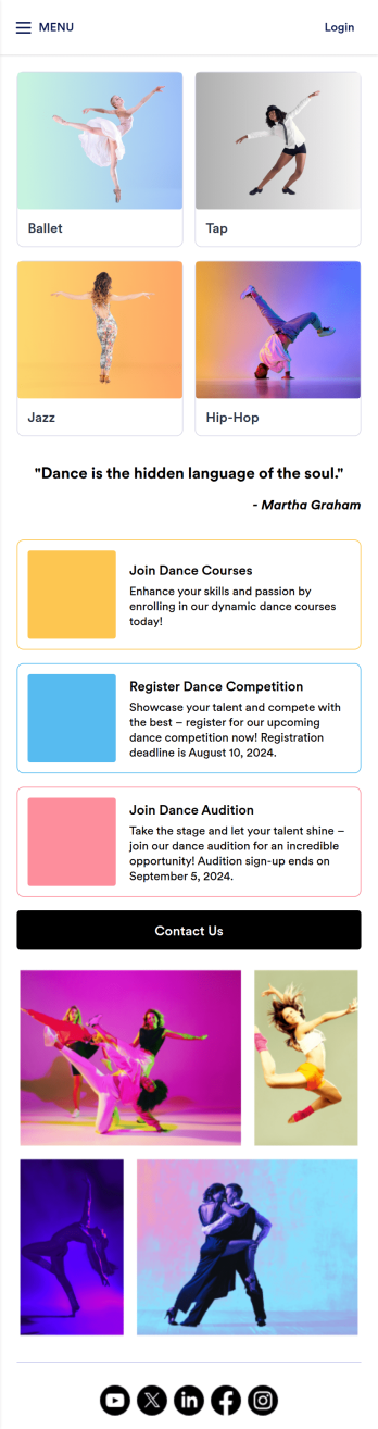 Dance Studio App Template