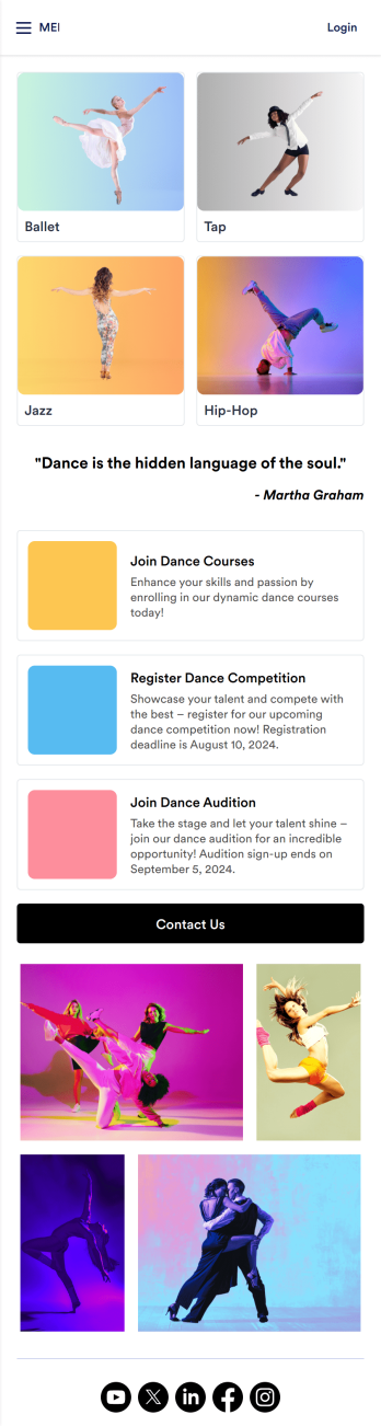 Dance Studio App Template