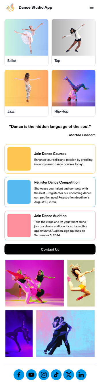 Dance Studio App Template