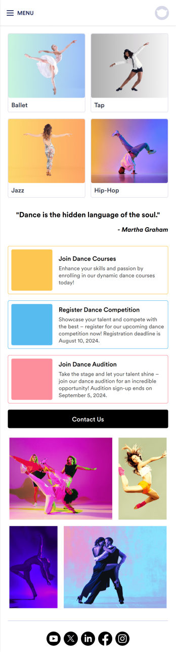 Dance Studio App Template