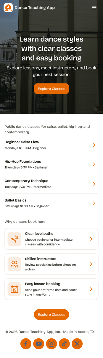 Dance Teaching App Template