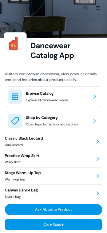 Dancewear Catalog App Template