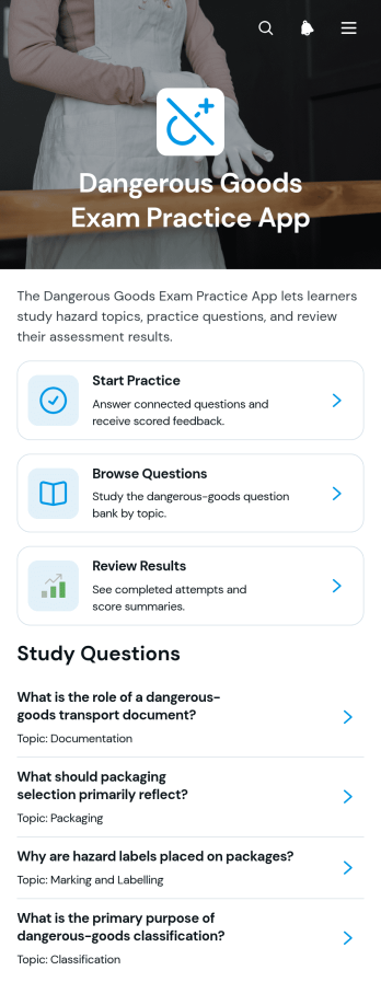 Dangerous Goods Exam Practice App Template