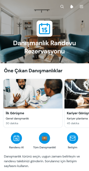 Danışmanlık Randevusu Alma Uygulama Șablonu