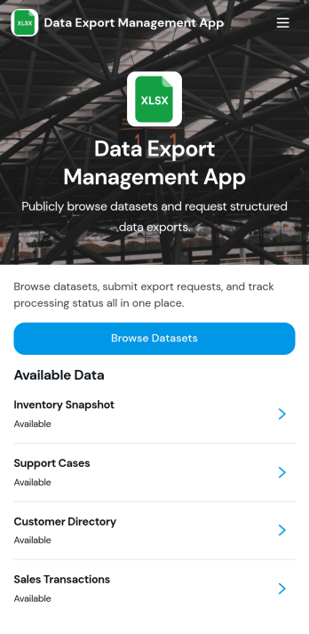 Data Export Management App Template