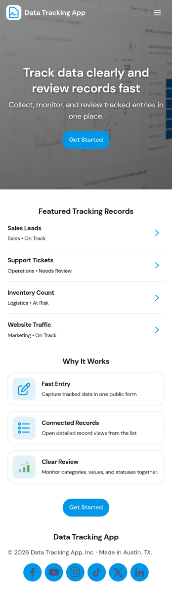 Data Tracking App Template