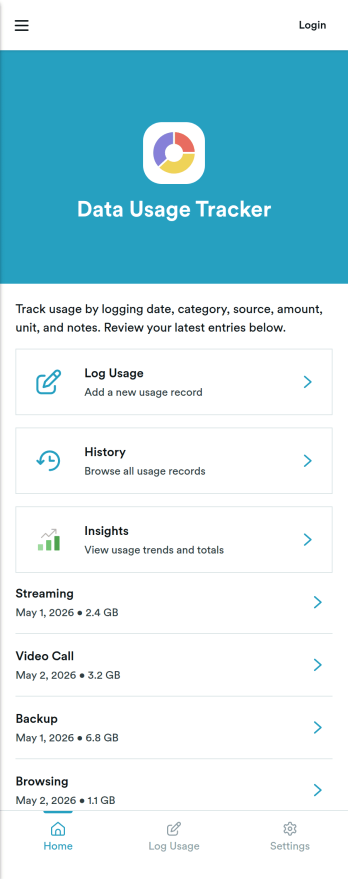 Data Usage Tracker App Template