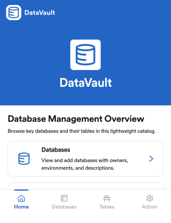 DataVault Database Management App Template