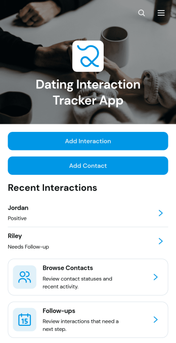 Dating Interaction Tracker App Template