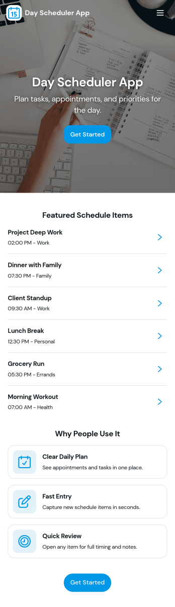 Day Scheduler App Template