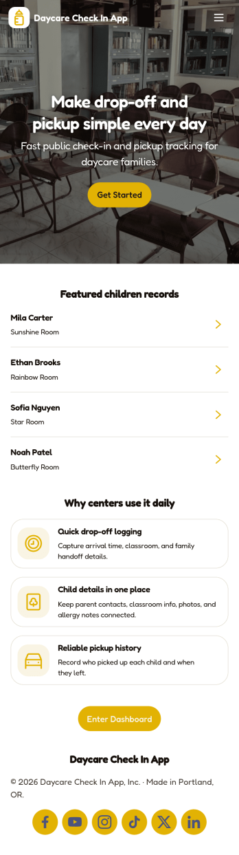 Daycare Check in App Template