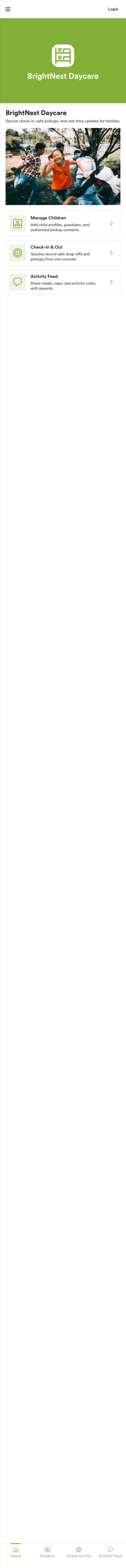 Daycare Check-In Out App Template