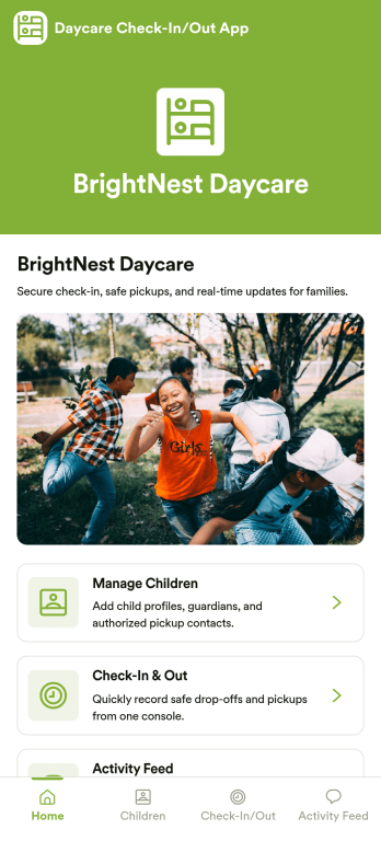 Daycare Check-In Out App Template