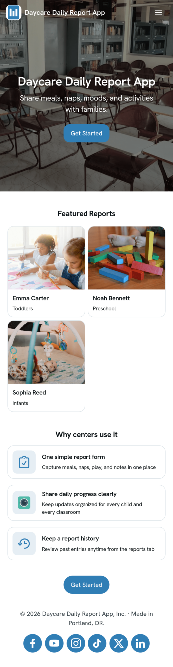 Daycare Daily Report App Template