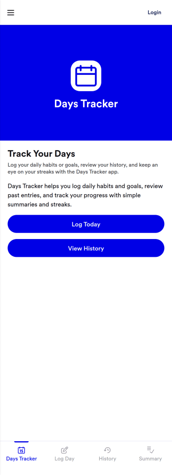 Days Tracker App Template
