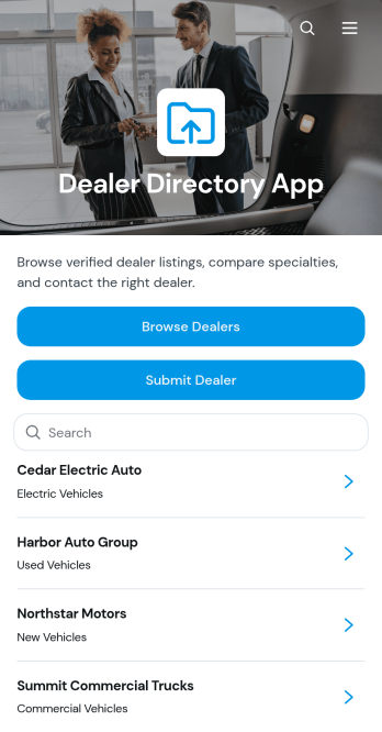 Dealer Directory App Template
