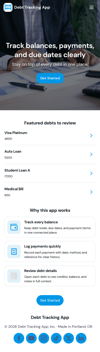 Debt Tracking App Template