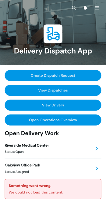Delivery Dispatch App Template