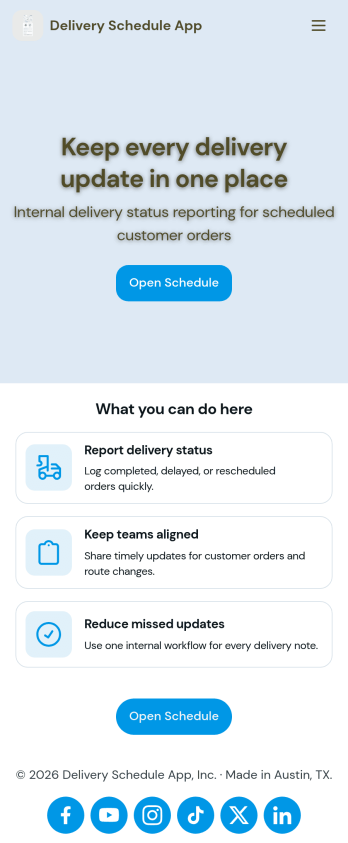 Delivery Schedule App Template
