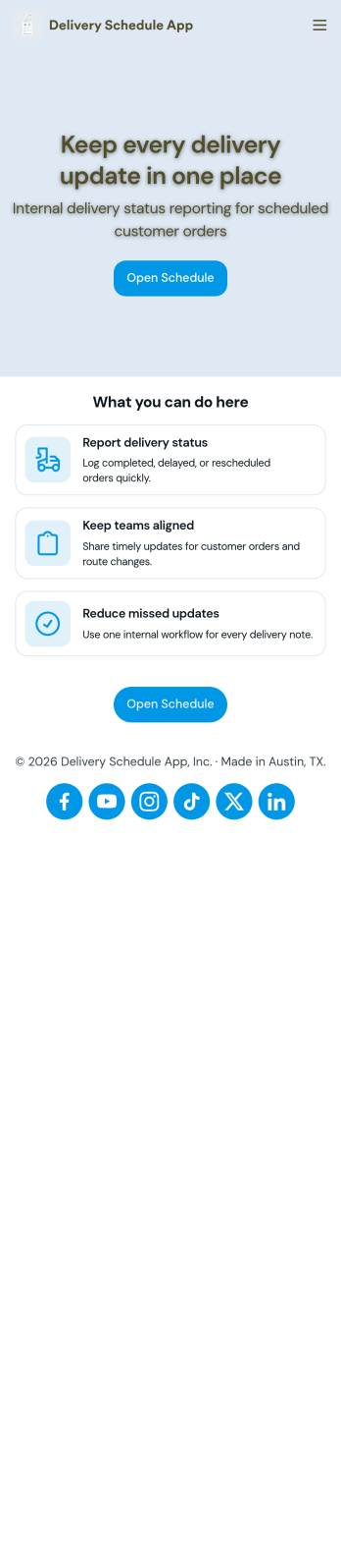 Delivery Schedule App Template