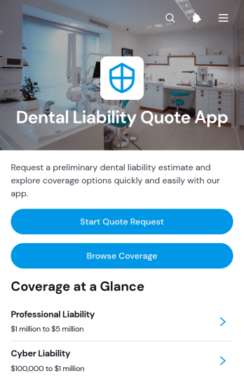 Dental Liability Quote App Template