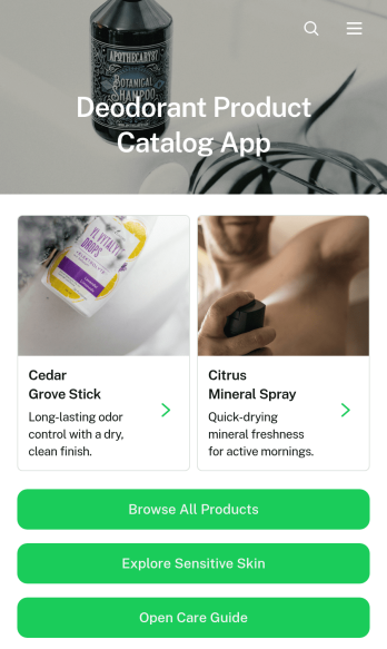 Deodorant Product Catalog App Template