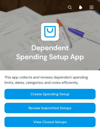 Dependent Spending Setup App Template