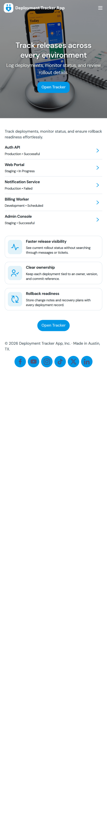 Deployment Tracker App Template