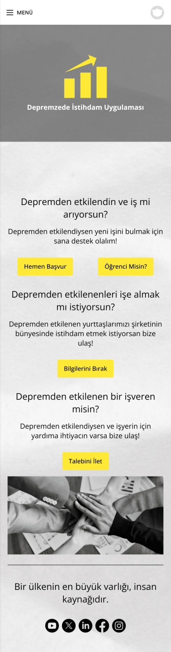 Depremzede İstihdam Uygulaması Template