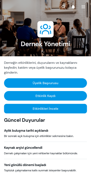 Dernek Yönetim Uygulama Șablonu