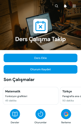 Ders Çalışma Takip Uygulama Șablonu