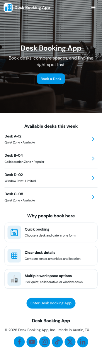 Desk Booking App Template