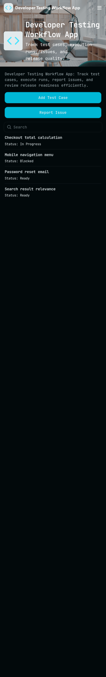 Developer Testing Workflow App Template