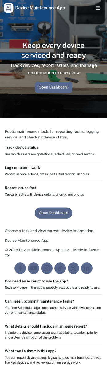 Device Maintenance App Template