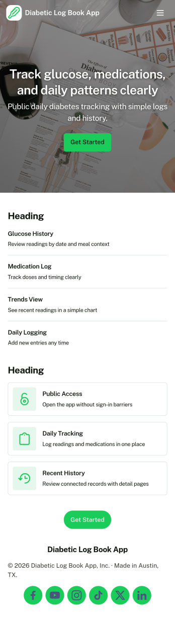 Diabetic Log Book App Template