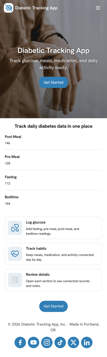 Diabetic Tracking App Template
