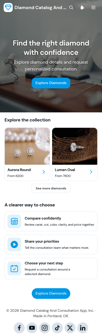 Diamond Catalog And Consultation App Template