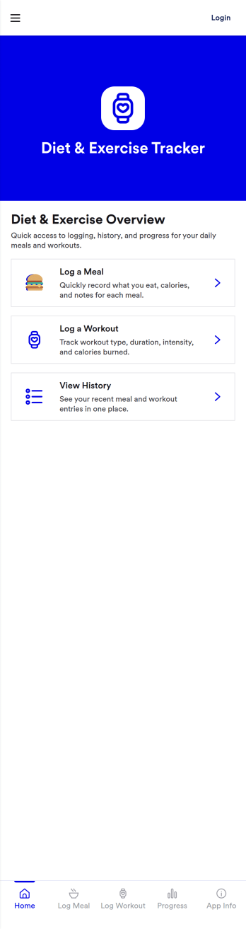 Diet & Exercise Tracker App Template
