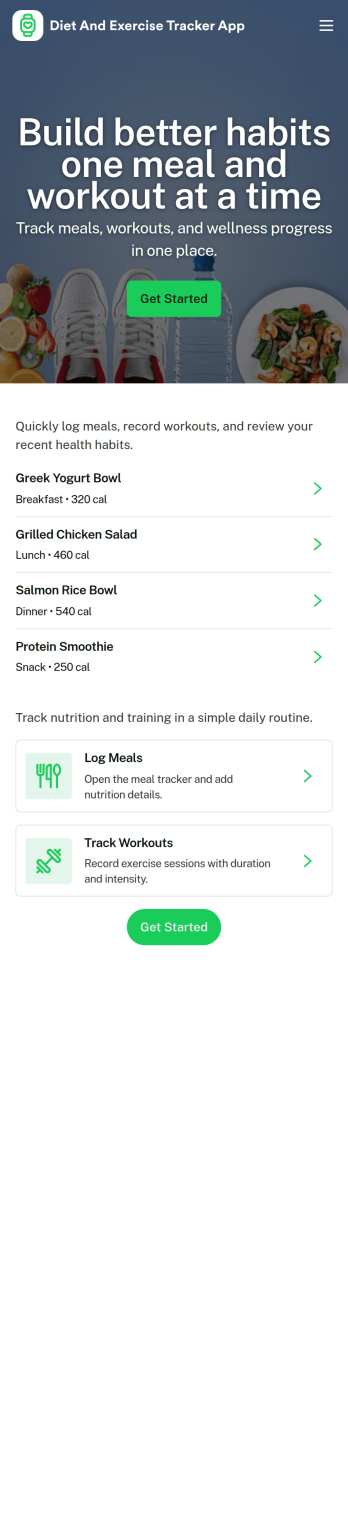 Diet and Exercise Tracker App Template