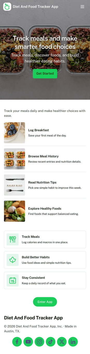 Diet and Food Tracker App Template