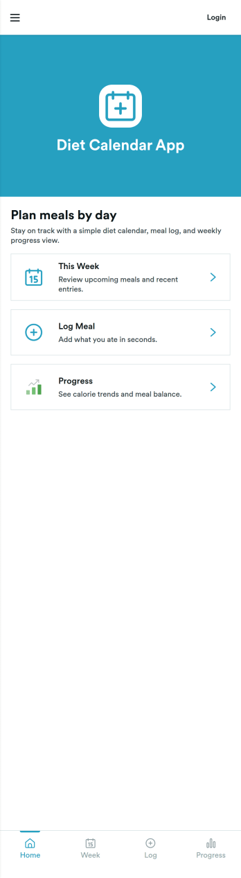 Diet Calendar App Template