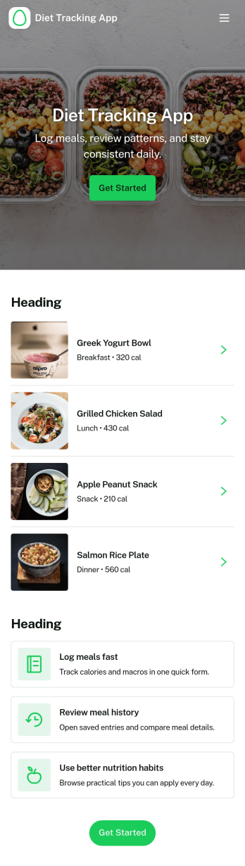 Diet Tracking App Template