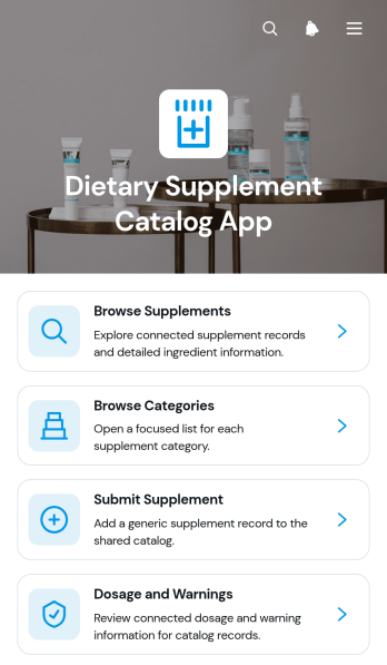 Dietary Supplement Catalog App Template