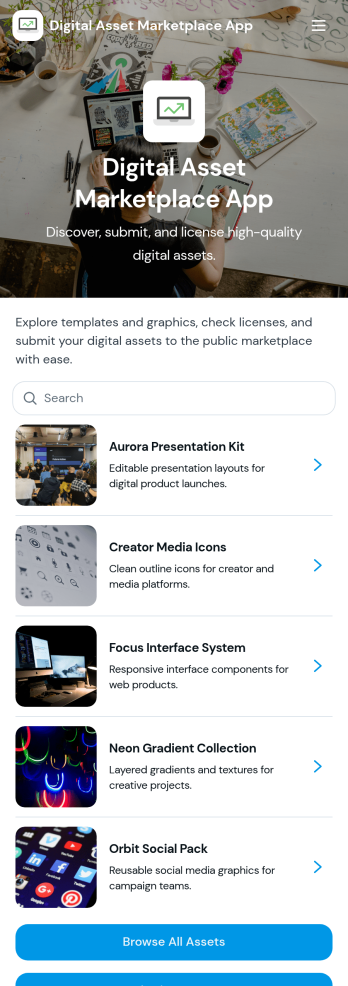 Digital Asset Marketplace App Template