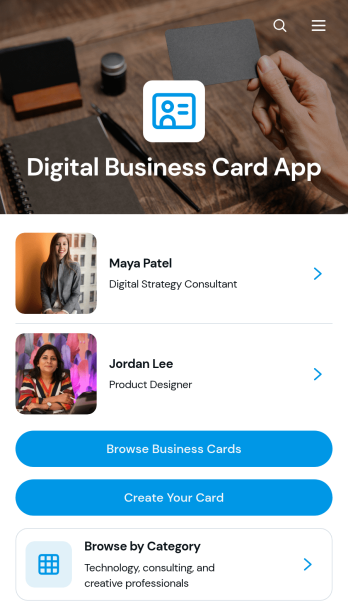 Digital Business Card App Template