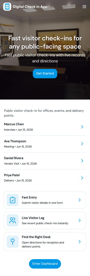 Digital Check in App Template