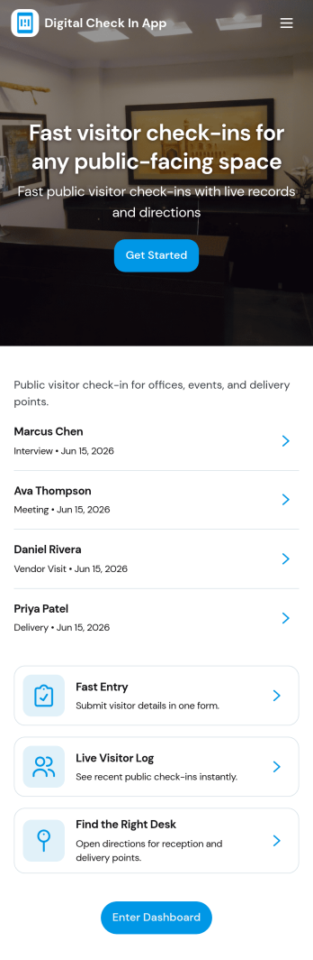 Digital Check in App Template