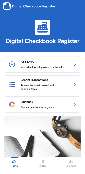 Digital Checkbook Register App Template